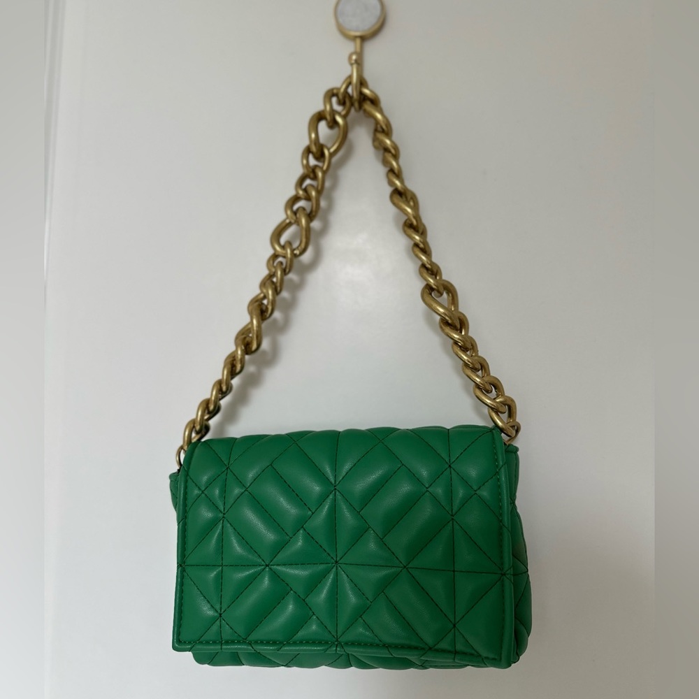 Quilted green Zara purse - worn once